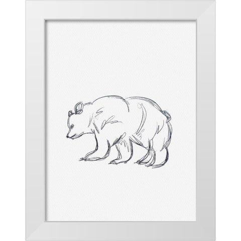 Cabin Minimal Bear Sketch White Modern Wood Framed Art Print by Straatsma, Leah