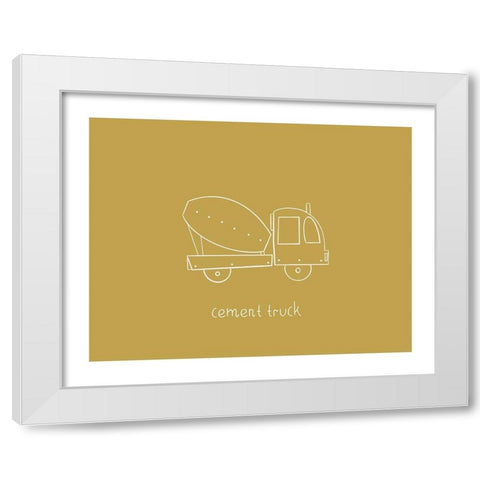 Cement Truck Mustard White Modern Wood Framed Art Print by Straatsma, Leah