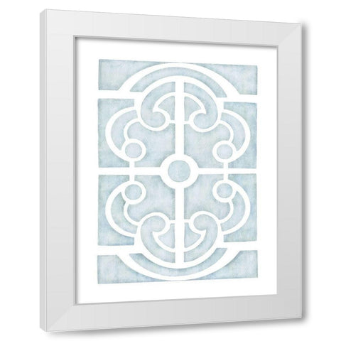 Blue Parterre White Modern Wood Framed Art Print by Straatsma, Leah