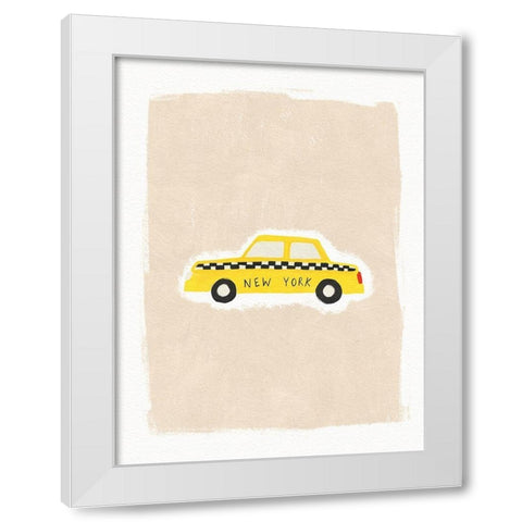 NYC Taxi White Modern Wood Framed Art Print by Straatsma, Leah