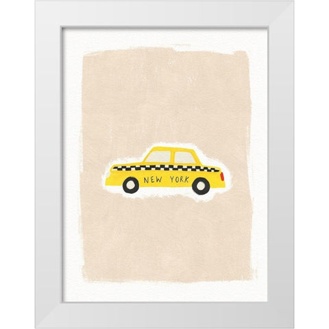 NYC Taxi White Modern Wood Framed Art Print by Straatsma, Leah