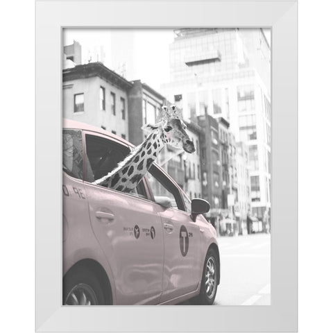 Giraffe in NYC White Modern Wood Framed Art Print by Straatsma, Leah