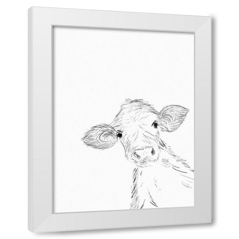 Hello Cow White Modern Wood Framed Art Print by Straatsma, Leah