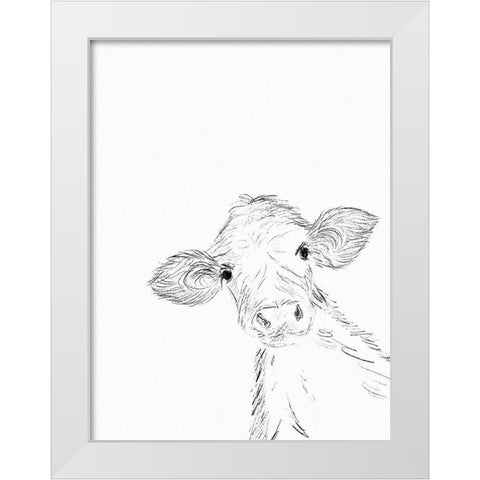 Hello Cow White Modern Wood Framed Art Print by Straatsma, Leah