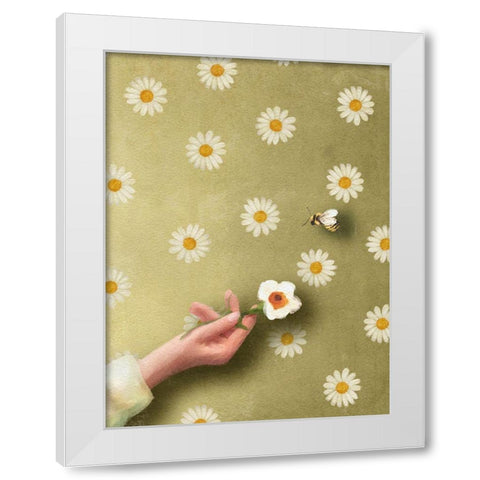 Which One Will He Choose White Modern Wood Framed Art Print by Straatsma, Leah