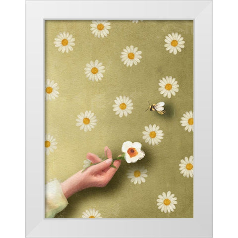 Which One Will He Choose White Modern Wood Framed Art Print by Straatsma, Leah