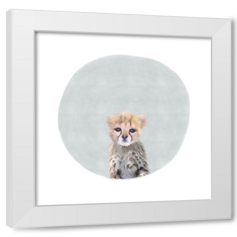 Baby Cheetah Gray White Modern Wood Framed Art Print by Straatsma, Leah