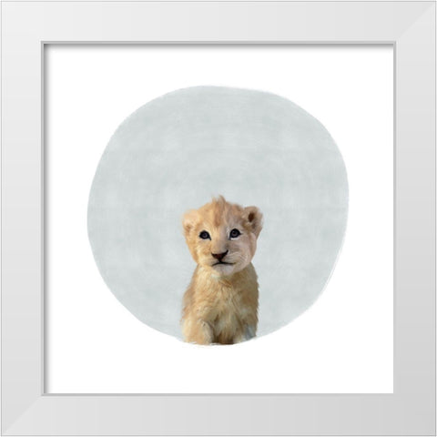 Baby Lion Circle Gray White Modern Wood Framed Art Print by Straatsma, Leah