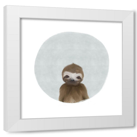 Baby Sloth Gray White Modern Wood Framed Art Print by Straatsma, Leah