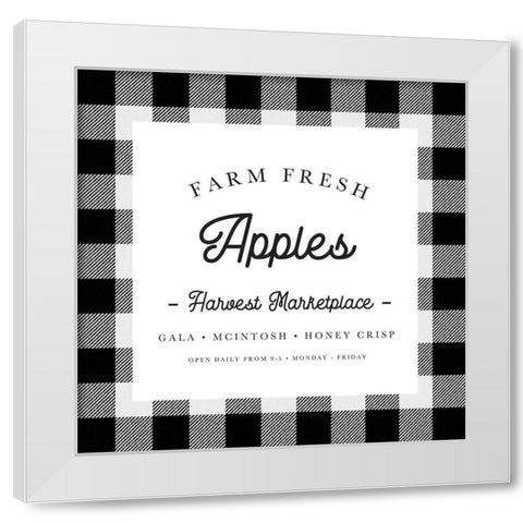Farm Fresh Apples Buffalo Check White Modern Wood Framed Art Print by Straatsma, Leah