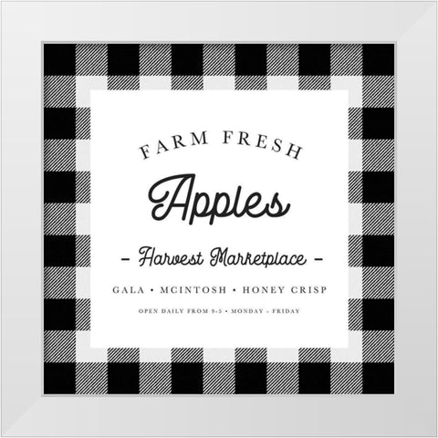 Farm Fresh Apples Buffalo Check White Modern Wood Framed Art Print by Straatsma, Leah