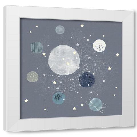 Space Planets White Modern Wood Framed Art Print by Straatsma, Leah