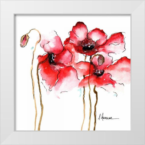 Amapola Roja 1 White Modern Wood Framed Art Print by May