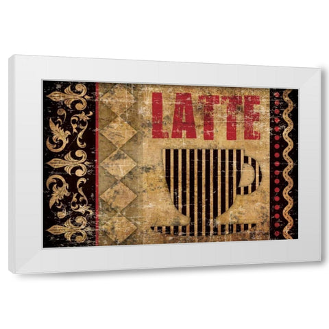 Latte Sipping 2 White Modern Wood Framed Art Print by Hogan, Melody