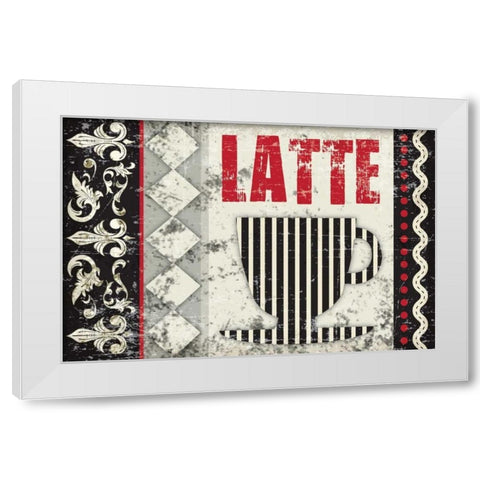 Latte Sipping 3 White Modern Wood Framed Art Print by Hogan, Melody