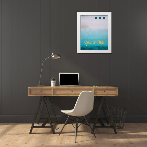 By the Sea Saffron Teal 1 White Modern Wood Framed Art Print by Hogan, Melody