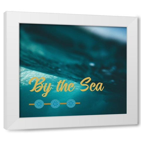 By the Sea Saffron Teal 3 White Modern Wood Framed Art Print by Hogan, Melody
