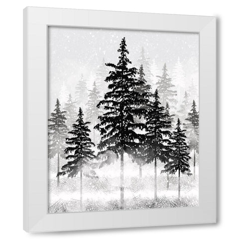 Misty Pines 1 White Modern Wood Framed Art Print by Hogan, Melody