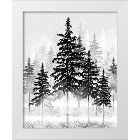 Misty Pines 1 White Modern Wood Framed Art Print by Hogan, Melody