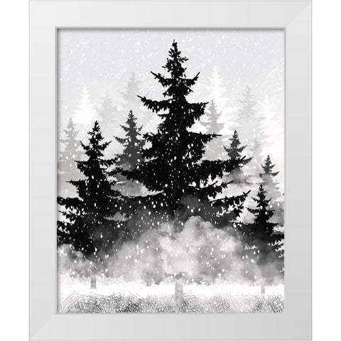 Misty Pines 2 White Modern Wood Framed Art Print by Hogan, Melody