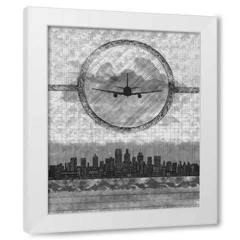 Skyline Airline 1 White Modern Wood Framed Art Print by Hogan, Melody