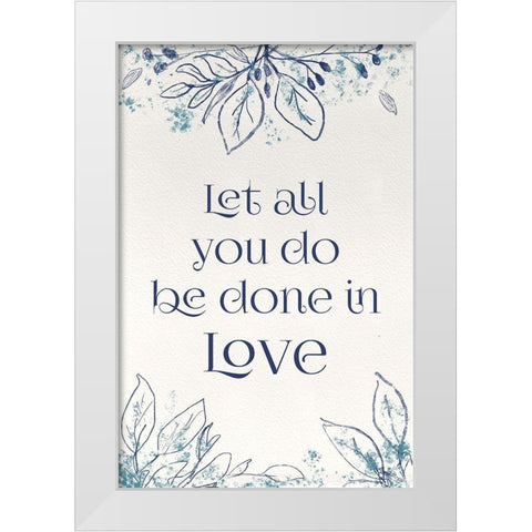 Blue Botanical Blessings 1 White Modern Wood Framed Art Print by Hogan, Melody