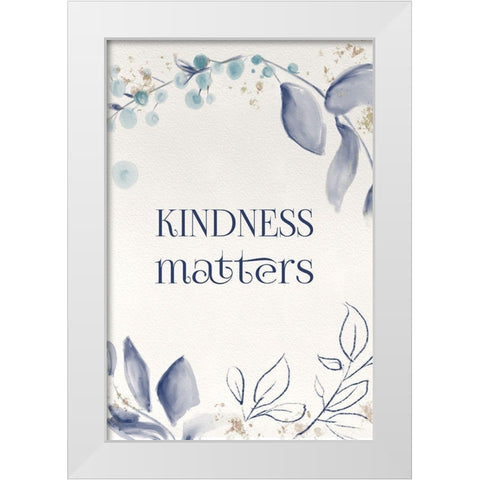 Blue Botanical Blessings 3 White Modern Wood Framed Art Print by Hogan, Melody