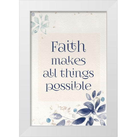 Blue Botanical Blessings 4 White Modern Wood Framed Art Print by Hogan, Melody