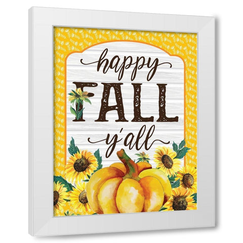 Happy Fall Yall White Modern Wood Framed Art Print by Hogan, Melody