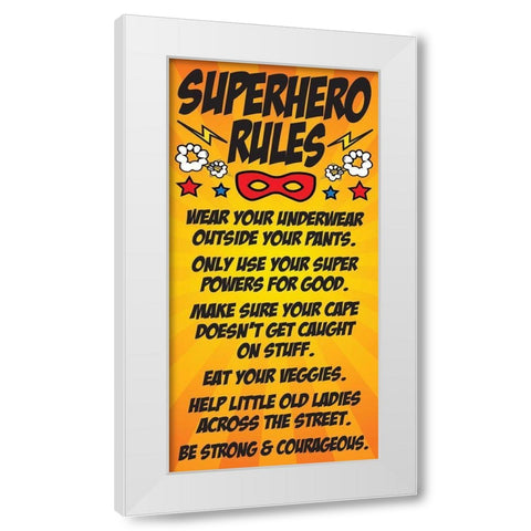Superhero Rules White Modern Wood Framed Art Print by Hogan, Melody