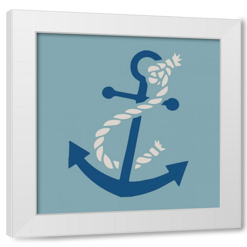 Saphire Anchor White Modern Wood Framed Art Print by Hogan, Melody