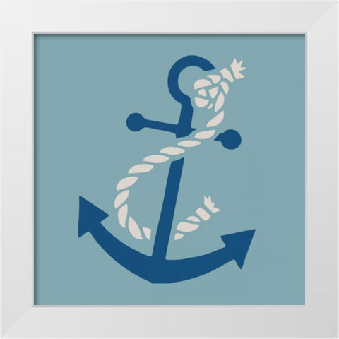 Saphire Anchor White Modern Wood Framed Art Print by Hogan, Melody