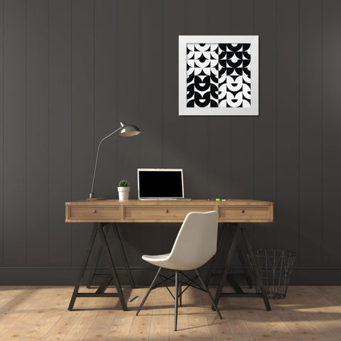 Oversized Abstract BW Combo White Modern Wood Framed Art Print by Hogan, Melody
