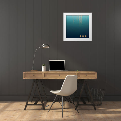 By the Sea Saffron Teal 2 White Modern Wood Framed Art Print by Hogan, Melody