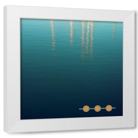 By the Sea Saffron Teal 2 White Modern Wood Framed Art Print by Hogan, Melody