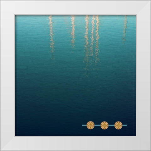 By the Sea Saffron Teal 2 White Modern Wood Framed Art Print by Hogan, Melody