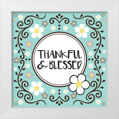 Whimsical Blessed White Modern Wood Framed Art Print by Hogan, Melody
