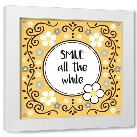 Whimsical Smile White Modern Wood Framed Art Print by Hogan, Melody