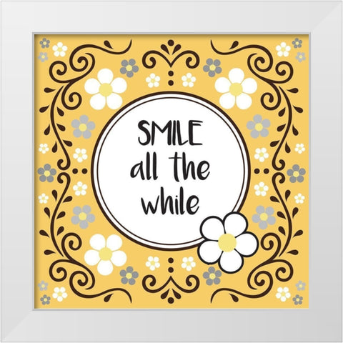 Whimsical Smile White Modern Wood Framed Art Print by Hogan, Melody