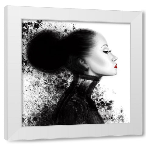 Fashion Profile Red Lips 1 White Modern Wood Framed Art Print by Hogan, Melody