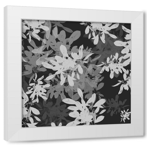 Folliage Dark 1 White Modern Wood Framed Art Print by Hogan, Melody
