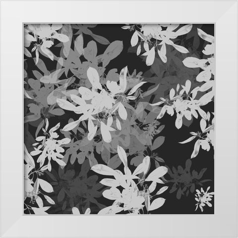 Folliage Dark 1 White Modern Wood Framed Art Print by Hogan, Melody