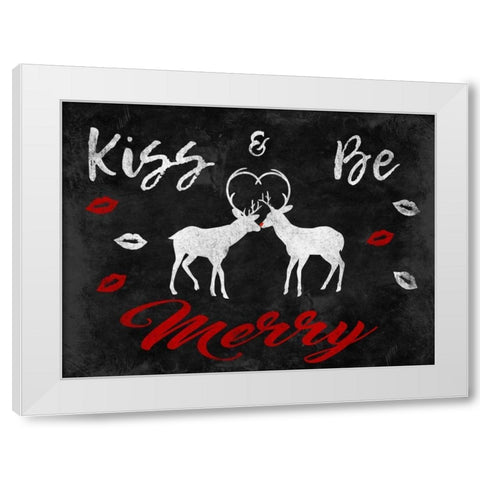 Merry Kissmas White Modern Wood Framed Art Print by Prime, Marcus
