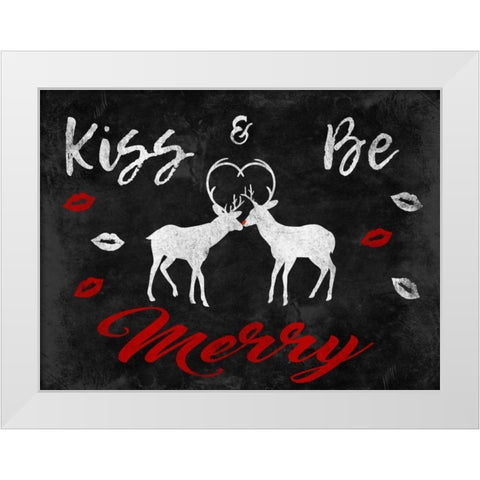 Merry Kissmas White Modern Wood Framed Art Print by Prime, Marcus