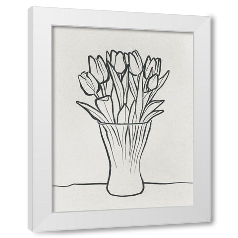 Illustrated Vase White Modern Wood Framed Art Print by Prime, Marcus