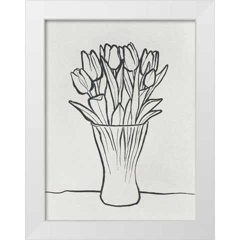 Illustrated Vase White Modern Wood Framed Art Print by Prime, Marcus