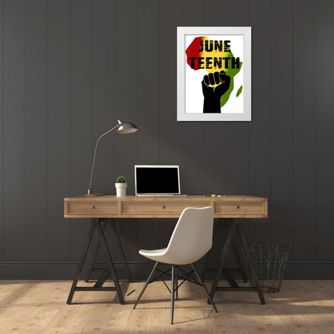 Juneteenth Pride White Modern Wood Framed Art Print by Prime, Marcus