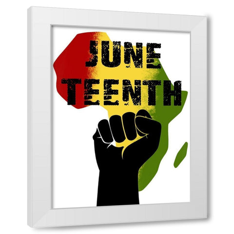Juneteenth Pride White Modern Wood Framed Art Print by Prime, Marcus