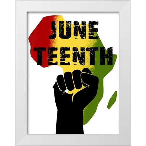 Juneteenth Pride White Modern Wood Framed Art Print by Prime, Marcus