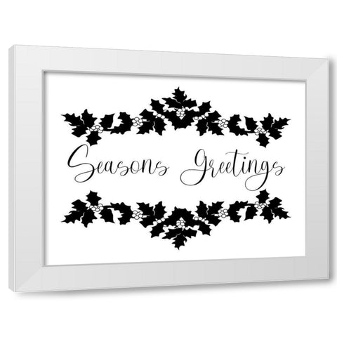 Seasons Greetings Holly White Modern Wood Framed Art Print by Prime, Marcus